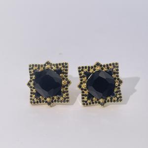 Pendientes de Botón Redondos Negros de Circonita, Estilo Clásico, Elegante y Sofisticado, Chapados en Oro sobre Latón, para Mujer, de Tianyu Gems - Product Image 2