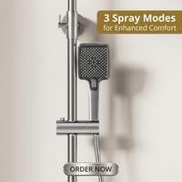 Fabricant OEM – Ensemble de douche thermostatique intelligent haute pression avec corps en laiton, finition blanc mat et gris anthracite, étagère murale de rangement
