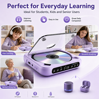 Reproductor de CD Portátil para el Aprendizaje de Idiomas, Color Morado, para Estudiantes, Niños y Adultos Mayores, con Repetición A-B, USB y Audio de 3.5mm