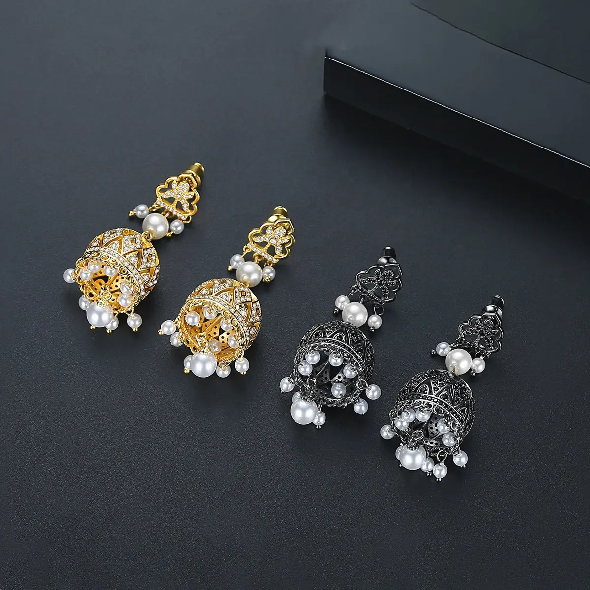 Ztech — boucles d'oreilles Style bohémien pour femmes, de luxe, en forme de goutte d'eau, perles, Double couleur, mode, bijoux scintillants