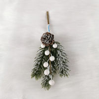 M118 Branche de pin enneigée avec baies de Noël, fleurs de Noël, plante artificielle, décorations de Noël