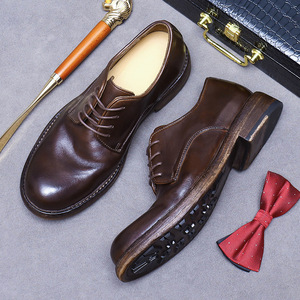 Chaussures en cuir de style luxueux : Semelle en cuir véritable, semelle extérieure cousue Goodyear faite à la main, chaussures en cuir de vachette - Product Image 4