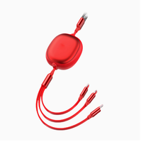 Kabel Pengisian Daya Super Cepat 3-in-1 1-ke-3 Dapat Ditarik Ulang 100W Casing Aluminium Kompatibel USB 2.0/3.0