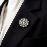 Kancing Baju Model Bunga dari Paduan Seng Ramah Lingkungan Threadify, Berhiaskan Rhinestone, Dapat Dicuci, Cocok untuk Mantel Wol dan Blazer