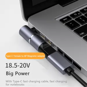 100W Universal Laptop Power Adapter Connector Magnetic Cable USB C Type C To Dc Power Jack Adapter Fast Charging Wire Converter