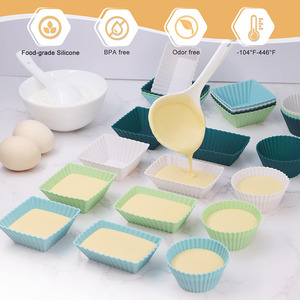 OEM Round Square and Rectangular <b>Silicone</b> Muffin Cups Reusable Cupcake Liners Molds for <b>Baking</b> 3 Shapes Lunch Box Bento Dividers - Product Image 3