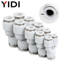 PY PYG Air plastique égal réduction 2 voies diviseur en forme de Y 10MM pneumatique rapide tuyau mamelon Push Fit dans 8mm tuyau raccord connecteur