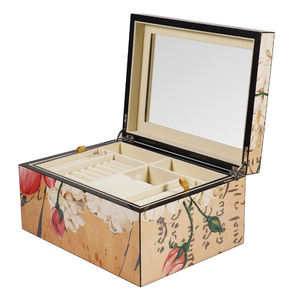 DS DSJ-1069 Classic Chinese-style Rectangle Wooden Gift Box Color-Printed High-Gloss Jewelry Box <b>Ring</b> Pendant <b>Storage</b> Recyclable - Product Image 5