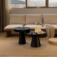 Ensemble de tables basses rondes en bois massif de style Wabi Sabi moderne pour le salon