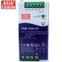 Alimentation électrique industrielle à montage sur rail DIN Mean Well série TDR TDR-240-24 240W 24V 10A Slim triphasée entrée 380V