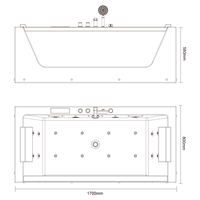 Baignoire Spa Acrylique Blanche 2 Personnes avec Jets Hydromassants, Drain et Robinet Inclus pour Utilisation Intérieure ou Hôtels