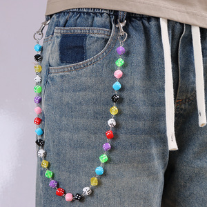 โซ่คาดเอวแบบยูนิเซ็กซ์ ลูกเต๋าอะคริลิคหลากสี โซ่คาดลำตัวชั้นเดียว สไตล์ลำลอง สำหรับกางเกง เครื่องประดับแฟชั่นฮิปฮอป - Product Image 1