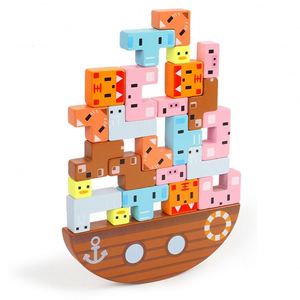 Natural Educational Animal Learning Balancing <b>Building</b> <b>Blocks</b> Game Toddler Puzzle Wooden Stacking Toys - Product Image 1