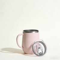 Tasse en forme d'oeuf de 12oz avec poignée Tasse isolée à double paroi avec couvercle Tasses à vin en acier inoxydable