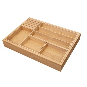 Bamboo Drawer Organizer Rectangular Expandable Compartments Office <b>Storage</b> <b>Tray</b> - Product Image 1