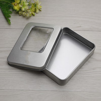 Boîte en métal rectangulaire 115x85x22mm avec couvercle de fenêtre pour l'emballage d'accessoires mobiles d'ordinateur outils de cadeaux