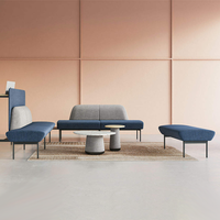 Ensemble de canapés de bureau modulaires modernes avec table basse, canapé de réception en tissu gris pour salle d'attente et mobilier commercial