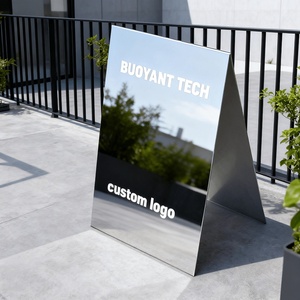 Outdoor Floor Weighted Metal A-<b>frame</b> Signs Mirror Stainless Steel Stand Sign Shop Door Standing Custom a <b>Frame</b> Sandwich Board - Product Image 1