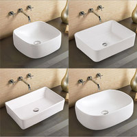 Vente en gros usine Chine : Lavabo portable rectangulaire blanc en céramique artistique, style simple, pour salle de bain et toilettes