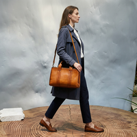 Sac fourre-tout vintage en cuir de vachette pleine fleur, léger, souple, durable, résistant à l'eau, avec trois sangles et fermeture éclair, détachable
