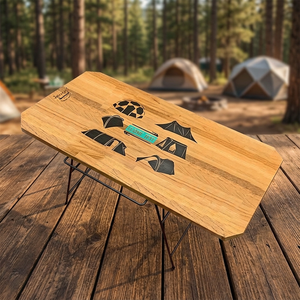 Teak wood Outdoor Collapsible Top Portable Camping Side <b>Table</b> - Product Image 1