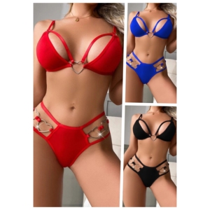 Reggiseno Sexy regolabile mutandine Set Lingerie per le donne nuovo fornitore all'ingrosso di OEM Custom Cup con fibbia a cuore tre cinghie - Product Image 4