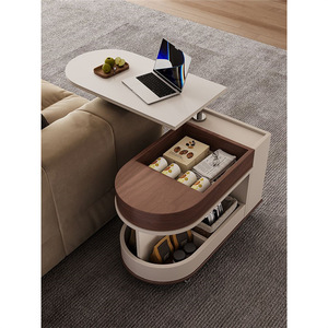 Denlais Coffee <b>Table</b> Movable <b>Side</b> <b>Table</b> With Wheels Storage Living Room Tea Cart <b>Marble</b> <b>Top</b> Small Apartment Furniture - Product Image 3
