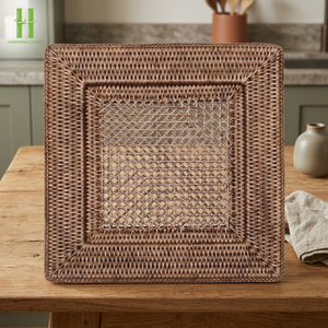 Eco-friendly Rattan Charger Plate Wall Decoration Rectangle Rattan Placemat Home Rattan Table <b>Mats</b> OEM Made In Vietnam - Product Image 1