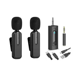 Cắm Và Chơi K35 Không Dây Microphone Xoay Clip-On Mic Với Nâng Cao Echo Chế Độ Cho Iphone Android Máy Ảnh