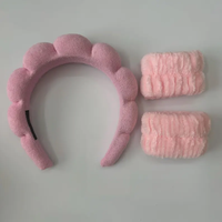 Bandeau éponge gonflée pour spa et maquillage avec bracelets Bandeau accessoire GRWM