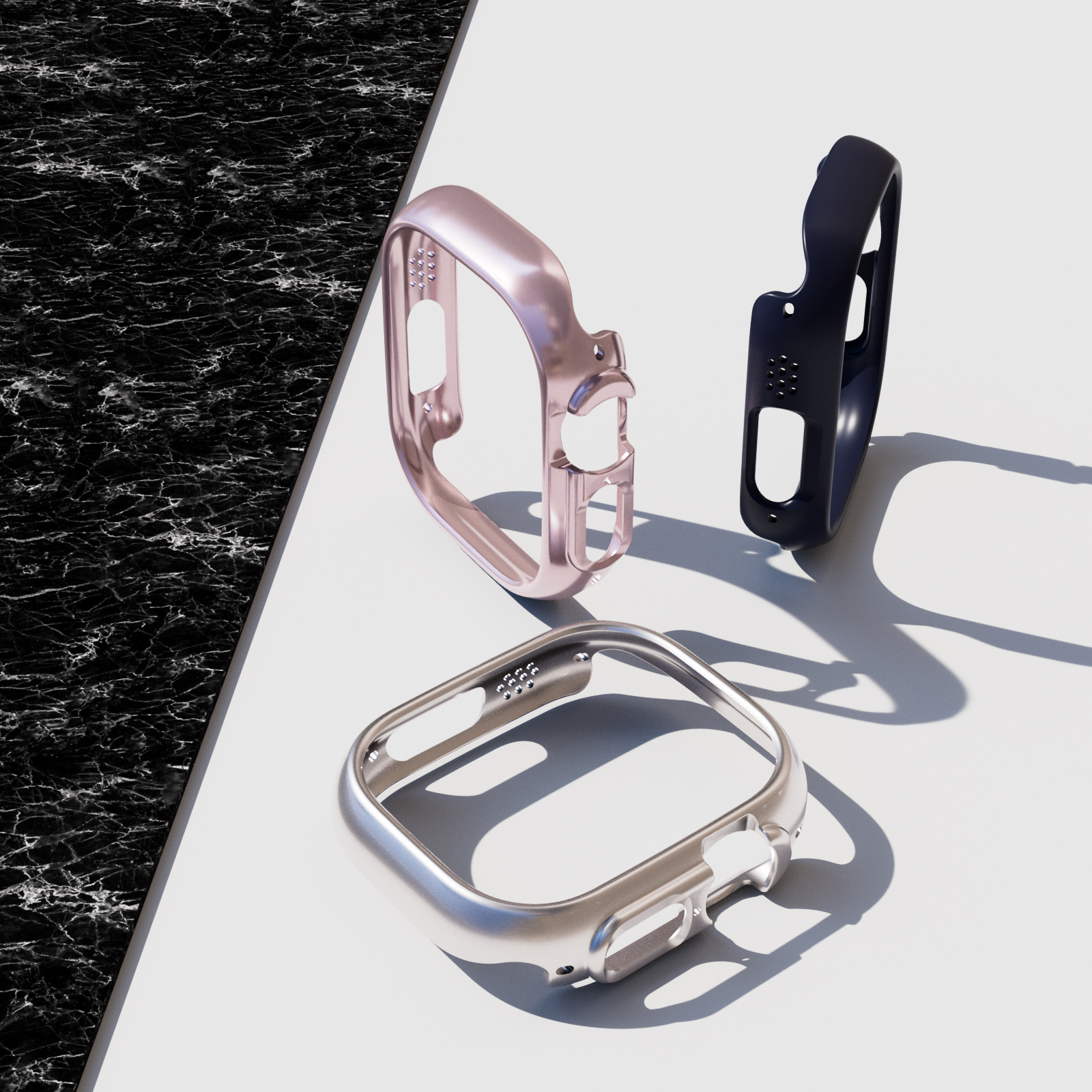 Матовый Прозрачный жесткий защитный чехол из поликарбоната с металлическим покрытием для Apple Watch Ultra 49 мм