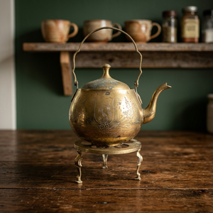 Bouilloire à thé vintage en laiton avec couvercle, poignée en métal, pot à eau, bouilloires, article de cuisine décoratif - Product Image 5