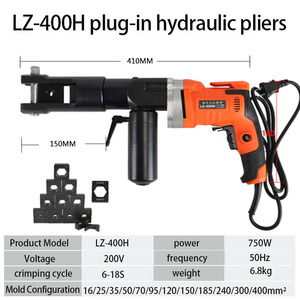 <span class=keywords><strong>Pince</strong></span> <span class=keywords><strong>à</strong></span> <span class=keywords><strong>sertir</strong></span> <span class=keywords><strong>hydraulique</strong></span> électrique LZ-400H 750W outil enfichable sertissage de cosse en acier inoxydable 220V pour sertissage de bornes de 16-400mm ² - Product Image 2