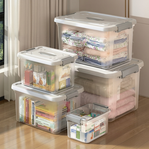 Storage Box - Heavy Duty, extra Large, for Home Use - Dorm, Bedroom, Sundries, Toy Organizer - clear Plastic Bin - Product Image 1