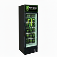 Congélateur vertical de 300 L avec porte vitrée pour boissons, réfrigérateur de présentation pour boissons énergisantes Monster, idéal pour les magasins de proximité