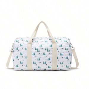 Bolsa de Viaje de Gran Capacidad para Mujer, Personalizada con Bordado, de Algodón, Ligera, Tipo Tote, Bandolera, para Gimnasio - Product Image 2