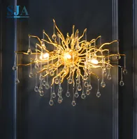Fashion Gouden Bloem Water Drop Crystal G9 Led Wandlamp