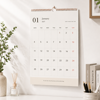 Calendrier mural en papier personnalisé avec logo imprimé en gros 2027, section de rappel des dates importantes, mise en page mensuelle pour usage au bureau