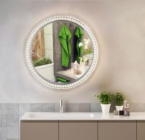Miroir de maquillage lumineux LED <span class=keywords><strong>80CM</strong></span> avec éclairage nocturne, design moderne diamant, pour salle de bain et chambre, décoration intérieure, suspendu, dropshipping DDP - Product Image 3