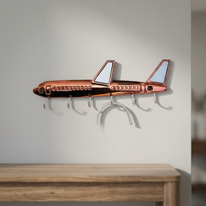 Porte-clés mural multifonction en métal zinc en forme d'avion, style moderne décoratif, organisateur de crochets pour entrée de maison - Product Image 2