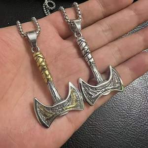 नोरस पौराणिक कथाओं में पुरुषों के स्टेनलेस स्टील के नेorडिक वाइकिंग कुल्हाड़ी हार - Product Image 1