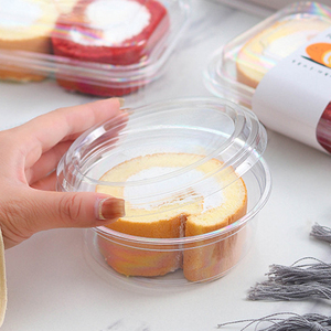 Custom Logo Clear PET Plastic Dessert <b>Box</b> Disposable Swiss Roll Mousse <b>Cake</b> <b>Box</b> <b>Transparent</b> Packaging <b>Box</b> for Bakery Store - Product Image 4