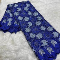 Dentelle Guipure Soluble dans l'Eau Bleue Broderie Cordonnée Tissu Creux pour Robe de Mode Africaine