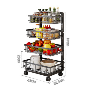4 Camadas Ajustáveis Móveis Duráveis Rust Resistant Metal Trolley Prateleira De Armazenamento Rack 360 Rodas Rotativas Casa Cozinha Escritório - Product Image 6