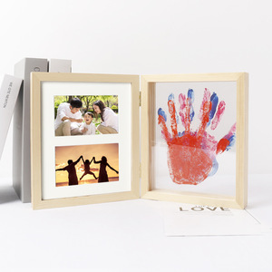 Cadre <span class=keywords><strong>photo</strong></span> en bois massif pour empreintes de mains de famille, boîte de présentation DIY pour empreintes de mains de couple <span class=keywords><strong>avec</strong></span> peinture, cadeau d'anniversaire, décoration intérieure - Product Image 1