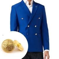 Uniforme personalizado de forma redonda de fábrica, coser abrigo dorado, botones de vástago de latón de aleación de Zinc para Blazer