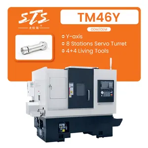 เครื่องกลึงโลหะ CNC แบบ4 + 4เครื่องมือในการตัดโลหะกลึงเครื่องผลิต