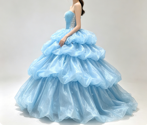S3018Y 2026 Nuovo Arrivo Abito da Ballo Senza Spalline Blu <span class=keywords><strong>Elegante</strong></span> per <span class=keywords><strong>Compleanno</strong></span>/Festa di Quindicenniata Abito da Sera Principessa - Product Image 4