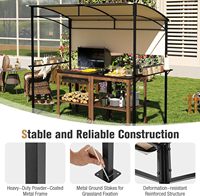Auvent de barbecue extérieur avec 2 étagères métalliques, 5 crochets, 4 ouvre-bouteilles, auvent de barbecue pour patio, terrasse, jardin, pelouse