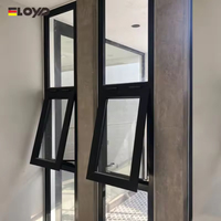 Fenêtre à auvent double à ouverture verticale moderne Eloyd en alliage d'aluminium avec moustiquaire et double vitrage trempé, certifiée Energy Star